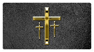 DSC700 517 GD SH BK Gold 3 Crosses Shimmer Black Background